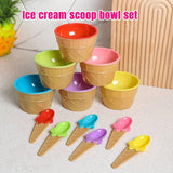 7Pc Set Colourful Ice Cream Cups and Bowls with Spoons Dessert Gift Set - 45-Degree Angle