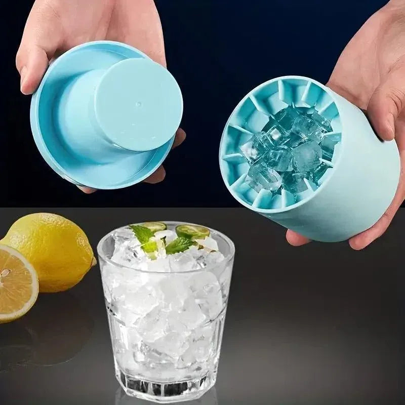 Silicone Ice Cube Tray Mould Ice Box Compartment Bucket for Easy Ice Making - Gray