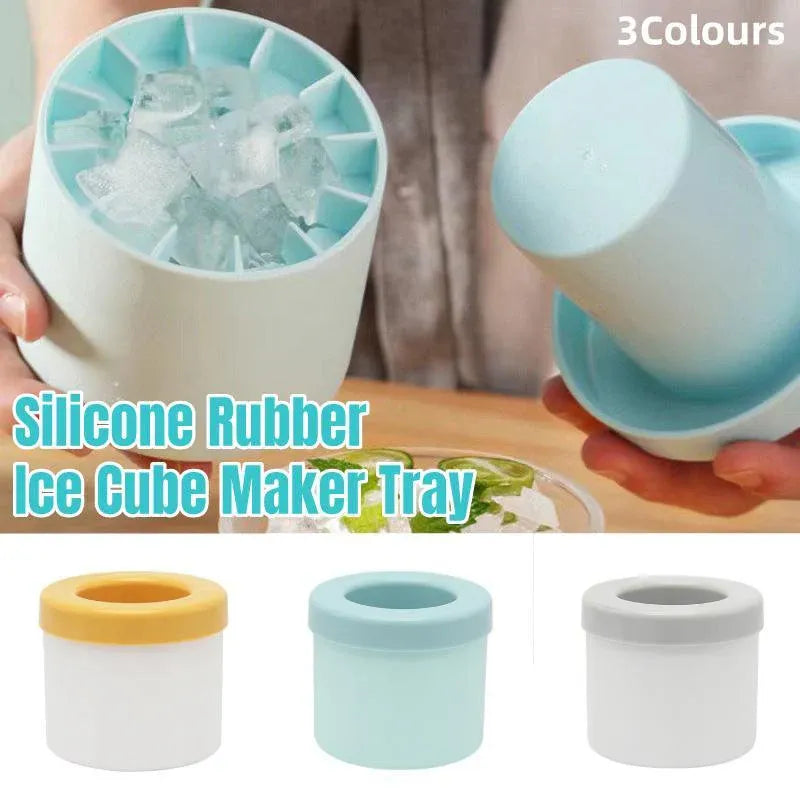 Silicone Ice Cube Tray Mould Ice Box Compartment Bucket for Easy Ice Making - Gray