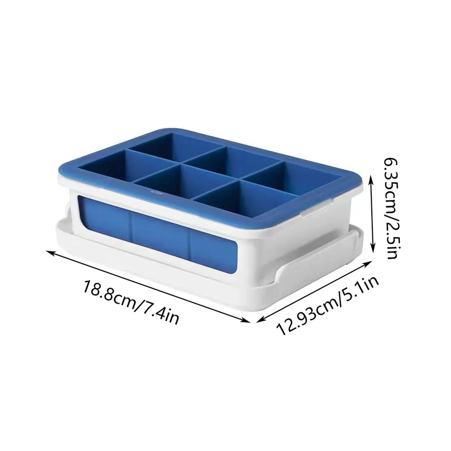 3-Piece 6-Cell Ice Cube Tray Set with Lid and Storage Container