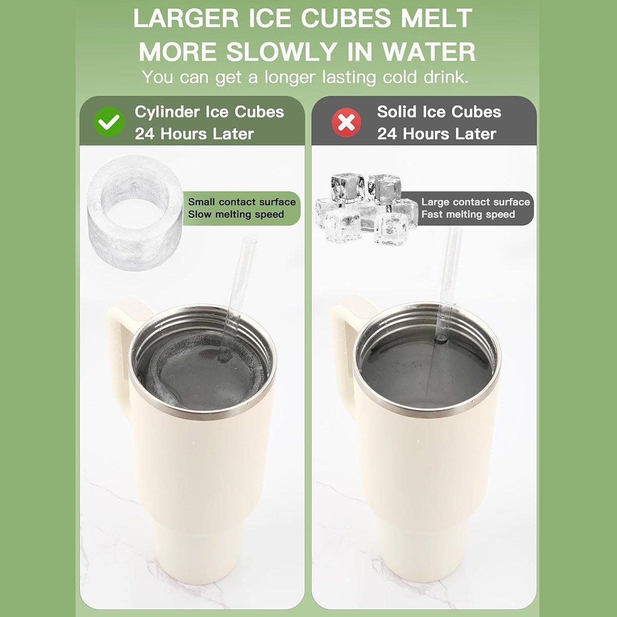 Silicone Ice Cube Tray for 20oz 30oz 40oz Tumbler Easy Release Reusable Mold - Green