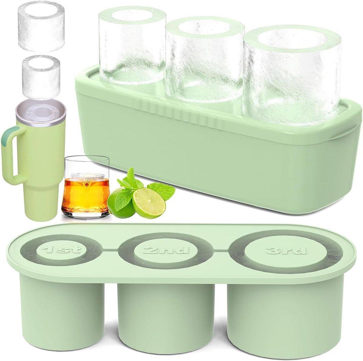 Silicone Ice Cube Tray for 20oz 30oz 40oz Tumbler Easy Release Reusable Mold - Green