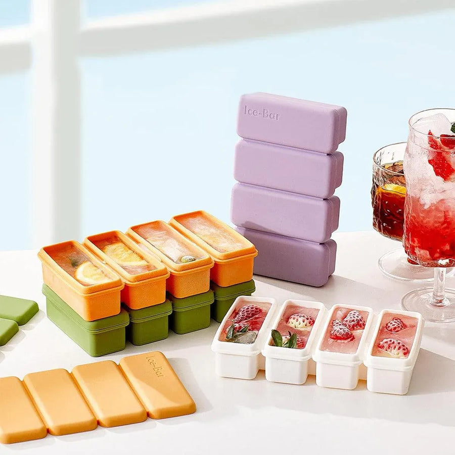 Silicone Ice Cube Moulds with Lid Bar Ice Compartment Home Ice Box for Drinks - Green