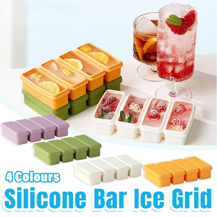 Silicone Ice Cube Moulds with Lid Bar Ice Compartment Home Ice Box for Drinks - Green