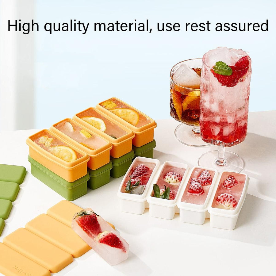 Silicone Ice Cube Moulds with Lid Bar Ice Compartment Home Ice Box for Drinks - White