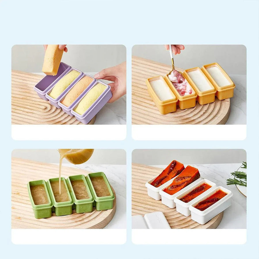 Silicone Ice Cube Moulds with Lid Bar Ice Compartment Home Ice Box for Drinks - White