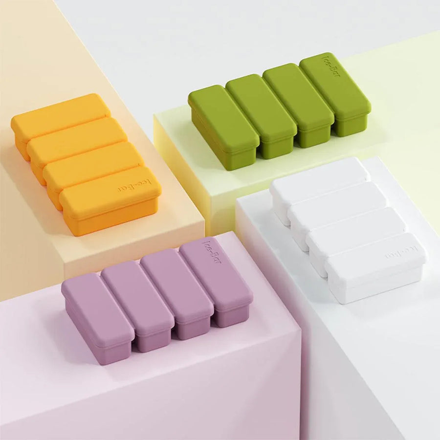 Silicone Ice Cube Moulds with Lid Bar Ice Compartment Home Ice Box for Drinks - White