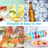 4Pcs Ice Cube Tray With Lid Easy Release Silicone Mould 14 Cubes Container Mold - Blue - Top-Down View