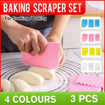 3Pcs Dough Cutter Icing Scraper Kitchen Tool Pastry Bowl Divider Bench Fondant - Blue