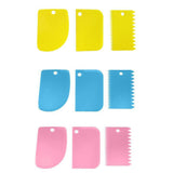 3Pcs Dough Cutter Icing Scraper Kitchen Tool Pastry Bowl Divider Bench Fondant - Blue
