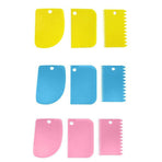 3Pcs Dough Cutter Icing Scraper Kitchen Tool Pastry Bowl Divider Bench Fondant - Blue