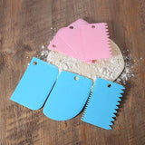 3Pcs Dough Cutter Icing Scraper Kitchen Tool Pastry Bowl Divider Bench Fondant - Blue - Side View