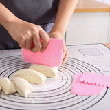 3Pcs Dough Cutter Icing Scraper Kitchen Tool Pastry Bowl Divider Bench Fondant - Blue - Top-Down View