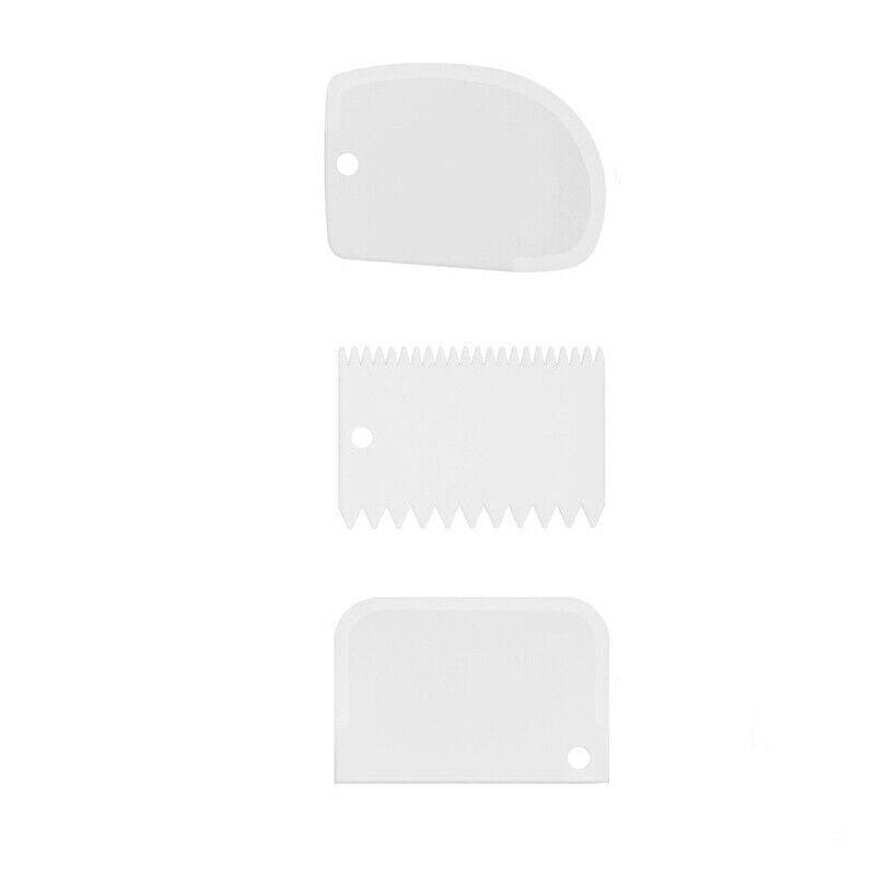 3Pcs Dough Cutter Icing Scraper Kitchen Tool Pastry Bowl Divider Bench Fondant - Blue