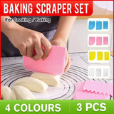 3Pcs Dough Cutter Icing Scraper Kitchen Tool Pastry Bowl Divider Bench Fondant - Pink - Front View