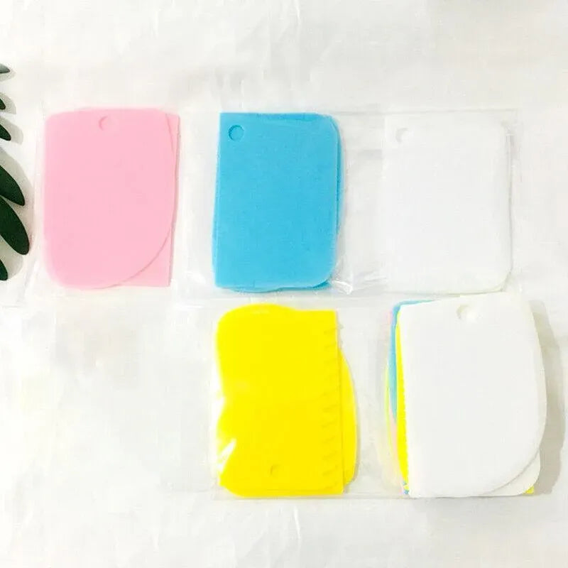 3Pcs Dough Cutter Icing Scraper Kitchen Tool Pastry Bowl Divider Bench Fondant - Pink