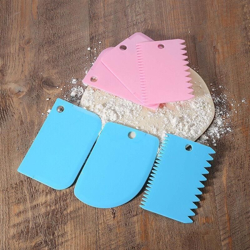 3Pcs Dough Cutter Icing Scraper Kitchen Tool Pastry Bowl Divider Bench Fondant - White