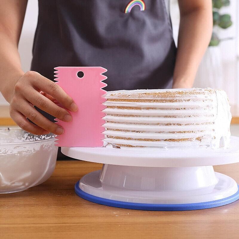 3Pcs Dough Cutter Icing Scraper Kitchen Tool Pastry Bowl Divider Bench Fondant - Yellow