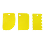 3Pcs Dough Cutter Icing Scraper Kitchen Tool Pastry Bowl Divider Bench Fondant - Yellow - Low Angle
