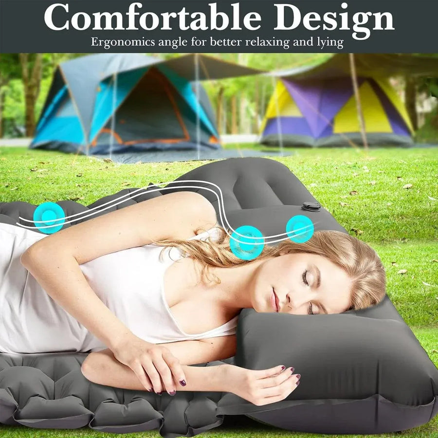 Double Camping Sleeping Pad Self Inflating Thick Air Bed Mattress Outdoor Hiking