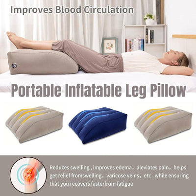 Inflatable PVC Leg Pillow Wedge Triangle Foot Cushion Flocking - Black