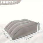 Inflatable PVC Leg Pillow Wedge Triangle Foot Cushion Flocking - Grey