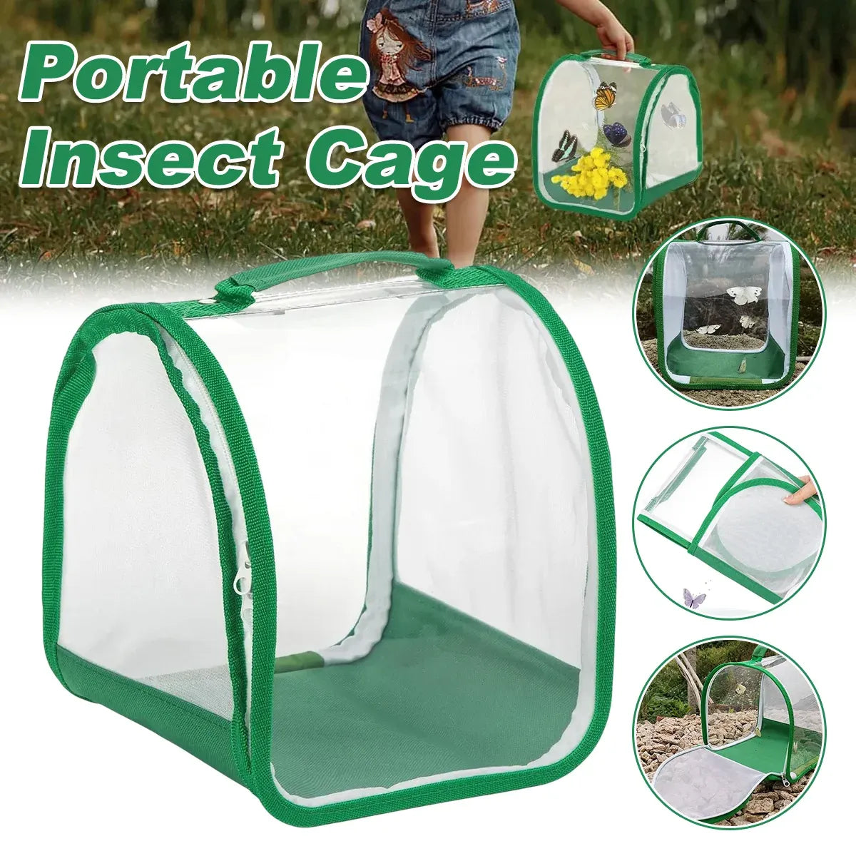 Portable Foldable Insect Cage Transparent for Outdoor Bug Collecting