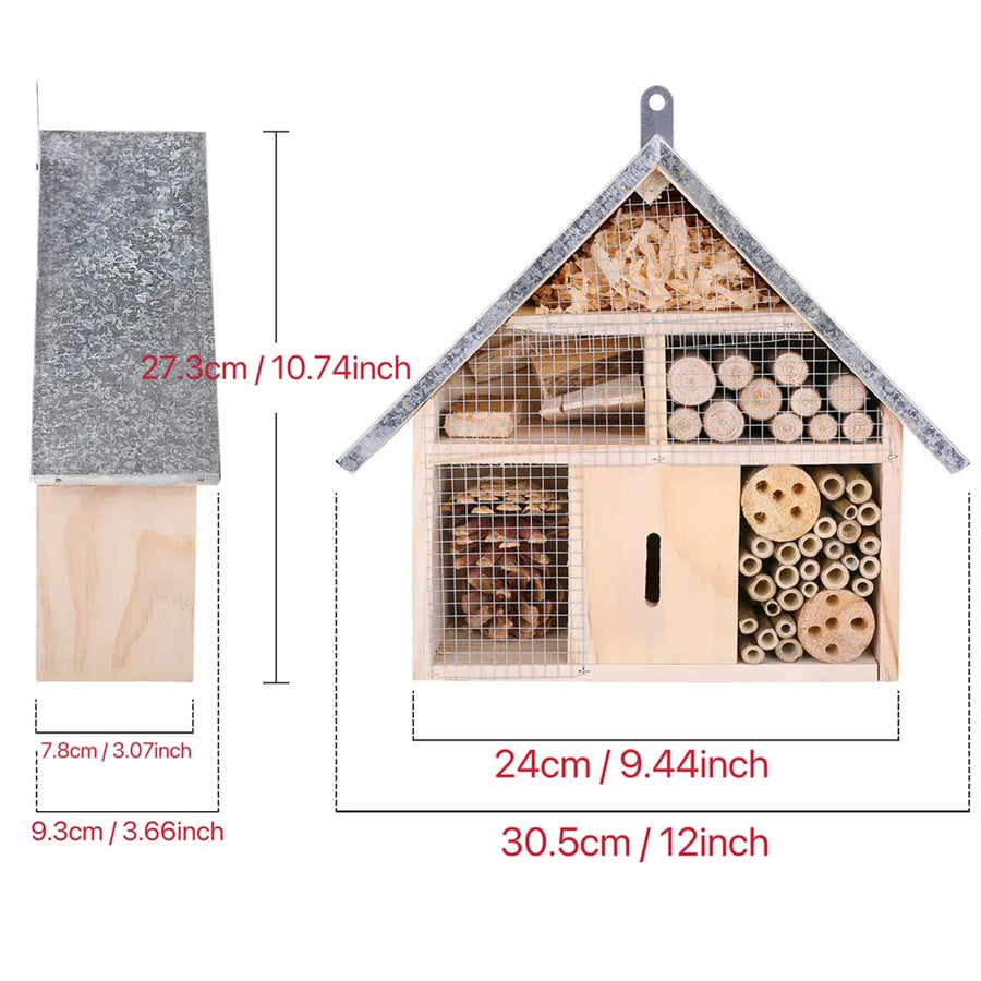 Wooden Insect House Garden Bee Bug Hotel Hanging Habitat Box