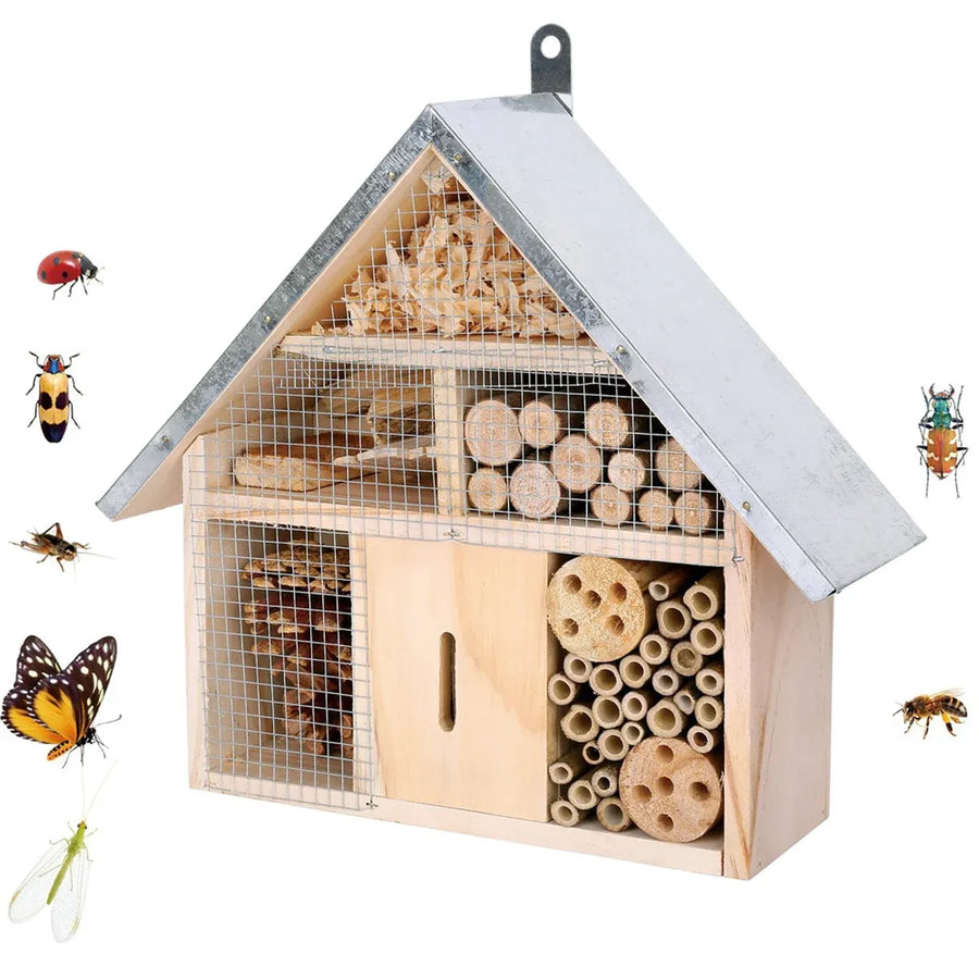 Wooden Insect House Garden Bee Bug Hotel Hanging Habitat Box