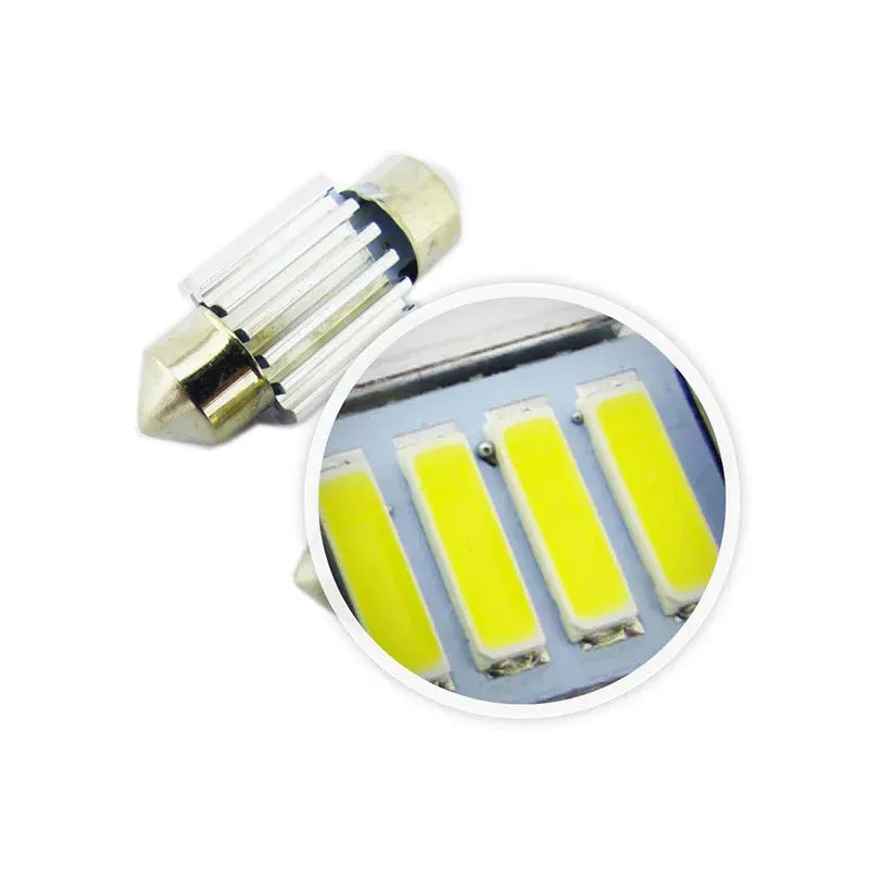 4PCS 31mm 7020 4SMD LED Festoon Interior Dome Map Light Bulbs 12V White