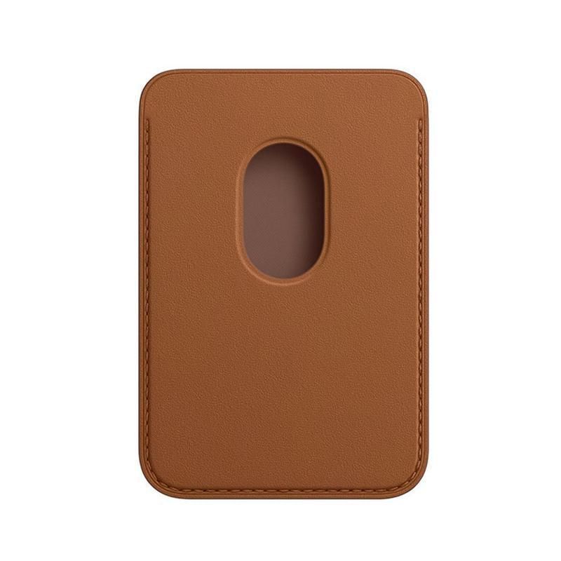 Leather Card Holder Wallet Pocket for iPhone 14 13 Pro Max with Snap-On Attachment - Black
