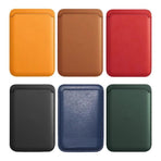 Leather Card Holder Wallet Pocket for iPhone 14 13 Pro Max with Snap-On Attachment - Light Brown