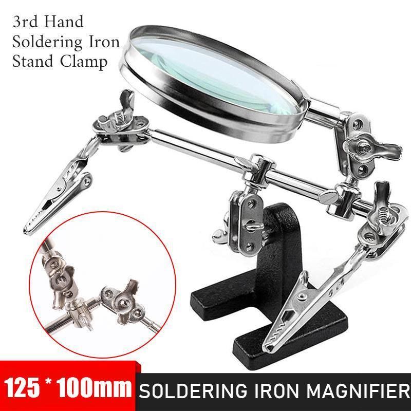Helping 3rd Hand Soldering Iron Hobby Tool Vise Clamp Magnifying Glass with Station