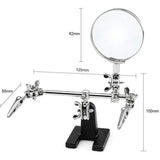 Helping 3rd Hand Soldering Iron Hobby Tool Vise Clamp Magnifying Glass with Station - Side View