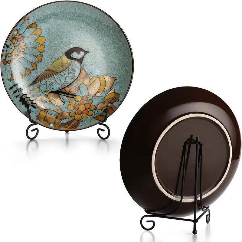 Plate Stands Iron Display Easel Photo Picture Bowl Dish Book Holder Frame Black - 4 Inch