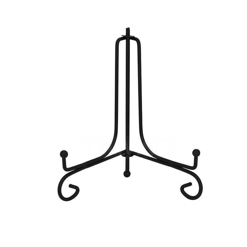 Plate Stands Iron Display Easel Photo Picture Bowl Dish Book Holder Frame Black - 4 Inch