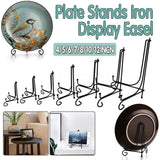 Plate Stands Iron Display Easel Photo Picture Bowl Dish Book Holder Frame Black - 5 Inch - Front View