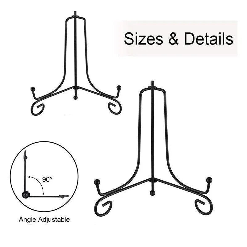 Plate Stands Iron Display Easel Photo Picture Bowl Dish Book Holder Frame Black - 5 Inch