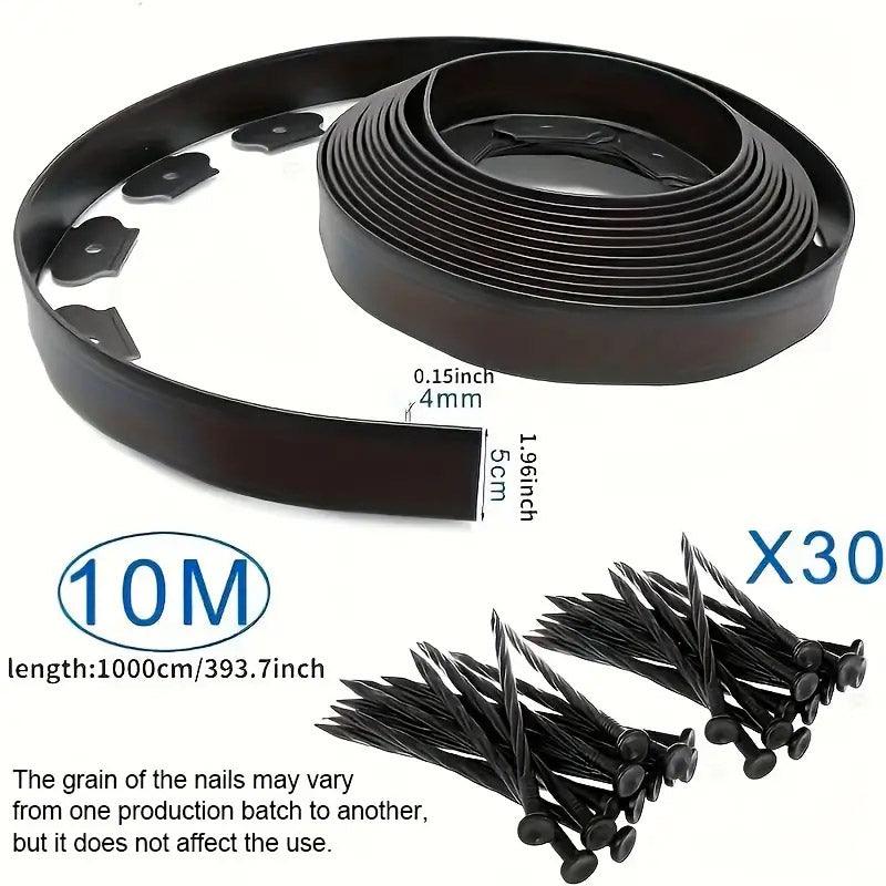 L Shaped Garden Edging Border Landscape Grass Lawn Stone Edge Fence Strip - Black