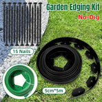 L Shaped Garden Edging Border Grass and Stone Landscape Barrier Retaining Strip - Black