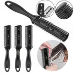 2PCS Razor Comb With Blades Razor Trimmer DIY Double Sides Hair Thinning Comb - Pink+Black