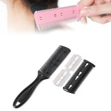2PCS Razor Comb With Blades Razor Trimmer DIY Double Sides Hair Thinning Comb - Pink+Black - 45-Degree Angle