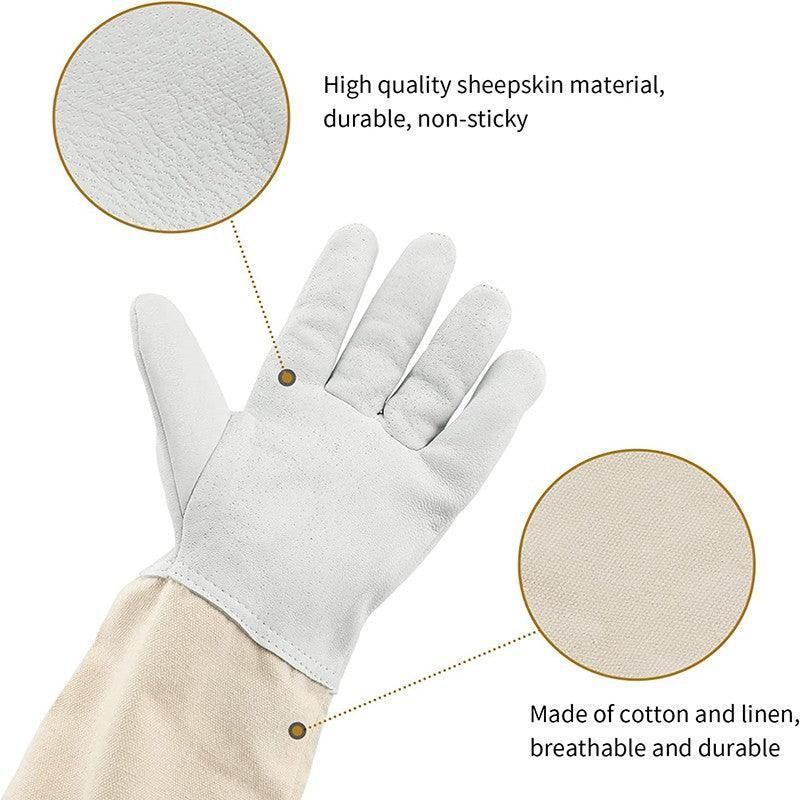 Goatskin Protective Bee Keeping and Vented Long Sleeve Beekeeping Gloves