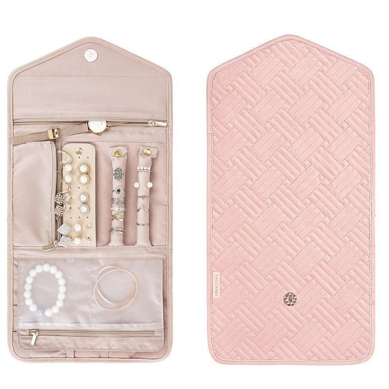 Periea Travel Jewellery Roll -Jewellery Travel Pouch Portable Case Box Organiser - Pink