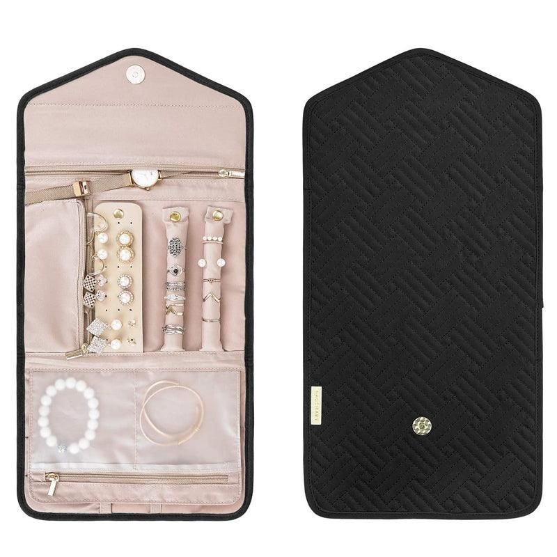 Periea Travel Jewellery Roll -Jewellery Travel Pouch Portable Case Box Organiser - Pink