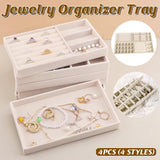 4PCS Flannel Jewelry Storage Trays Necklace Ring Earrings Organizer