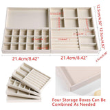 4PCS Flannel Jewelry Storage Trays Necklace Ring Earrings Organizer - Side View