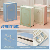 Creative PU Leather Jewelry Box Book Earrings Rings Necklace Organizer Holder - Green - Front View