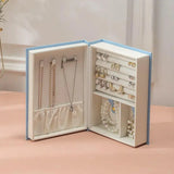 Creative PU Leather Jewelry Box Book Earrings Rings Necklace Organizer Holder - Green - Extra Image