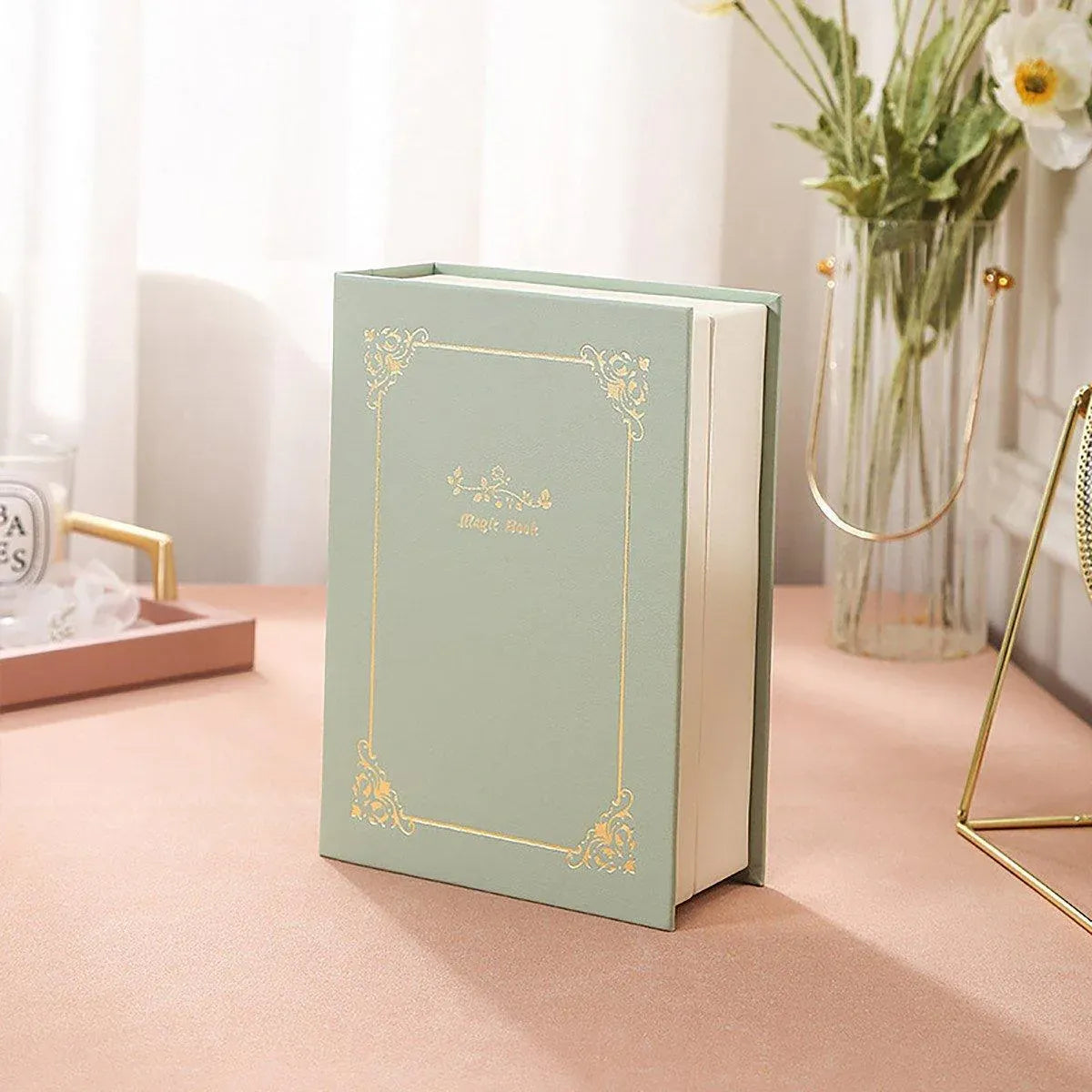 Creative PU Leather Jewelry Box Book Earrings Rings Necklace Organizer Holder - Green